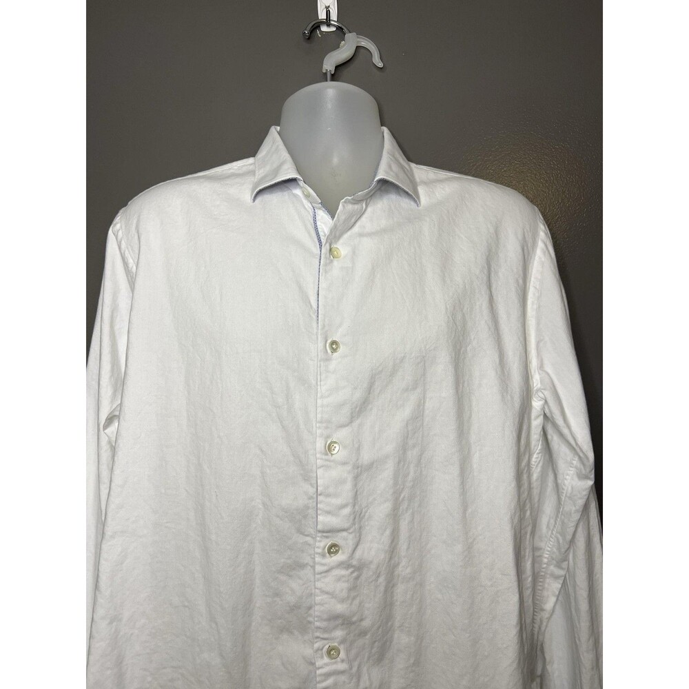 Pal Zileri Shirt Mens 15.5 White Regular Fit Dress Button Down Made In Italy